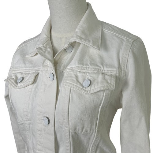Gap 1969 Jacket Womens Medium White Denim Collared Chest Pockets Casual Classic
