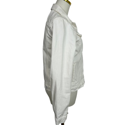 Gap 1969 Jacket Womens Medium White Denim Collared Chest Pockets Casual Classic