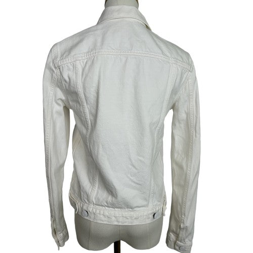 Gap 1969 Jacket Womens Medium White Denim Collared Chest Pockets Casual Classic