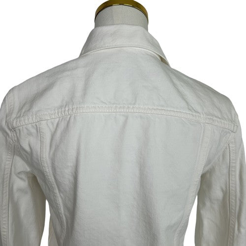 Gap 1969 Jacket Womens Medium White Denim Collared Chest Pockets Casual Classic