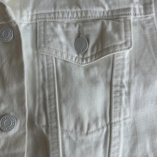 Gap 1969 Jacket Womens Medium White Denim Collared Chest Pockets Casual Classic