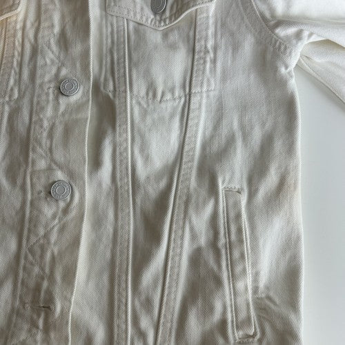 Gap 1969 Jacket Womens Medium White Denim Collared Chest Pockets Casual Classic
