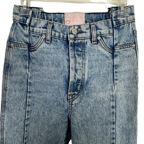 Revice Jeans Womens 28 Light Acid Wash High-Waisted Cropped Front Seam Retro USA