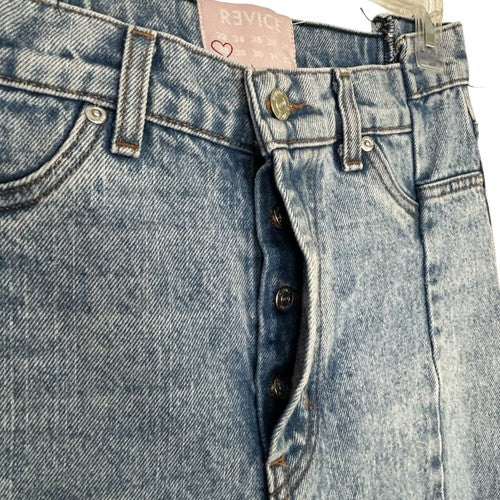 Revice Jeans Womens 28 Light Acid Wash High-Waisted Cropped Front Seam Retro USA
