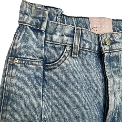 Revice Jeans Womens 28 Light Acid Wash High-Waisted Cropped Front Seam Retro USA