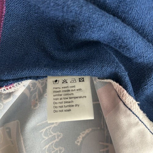 Lyn Around Womens Top Medium Blue-Purple Town Graphic Print Wearable Art Casual