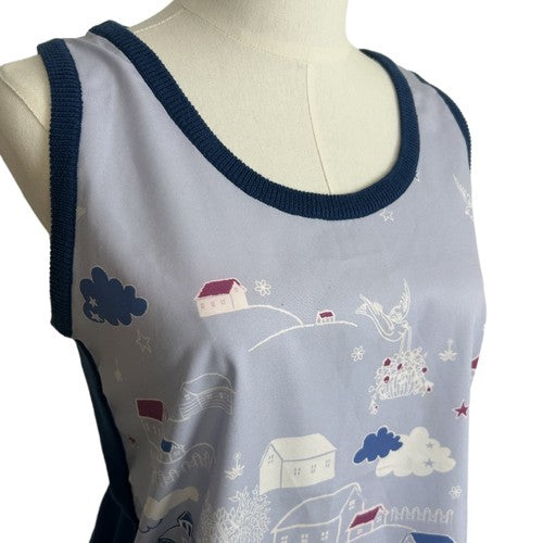 Lyn Around Womens Top Medium Blue-Purple Town Graphic Print Wearable Art Casual