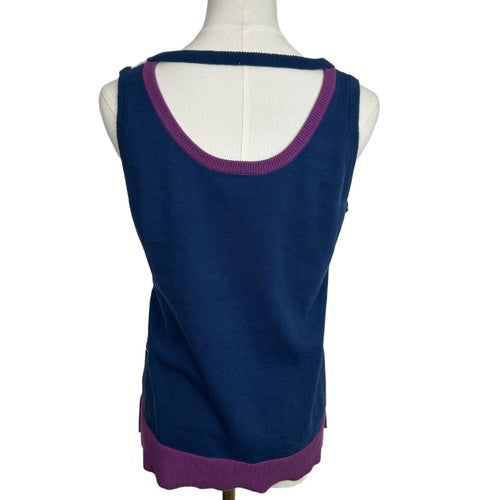 Lyn Around Womens Top Medium Blue-Purple Town Graphic Print Wearable Art Casual