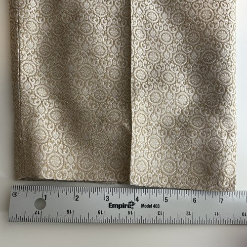 Talbots Pants Womens 12P Gold-White Brocade High Waist 100% Silk Party Night-Out