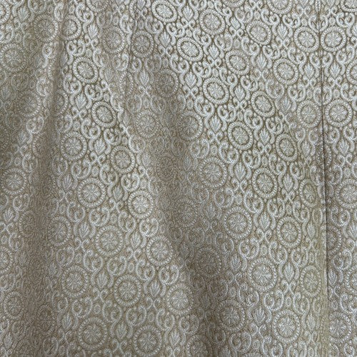 Talbots Pants Womens 12P Gold-White Brocade High Waist 100% Silk Party Night-Out