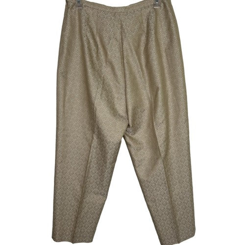 Talbots Pants Womens 12P Gold-White Brocade High Waist 100% Silk Party Night-Out