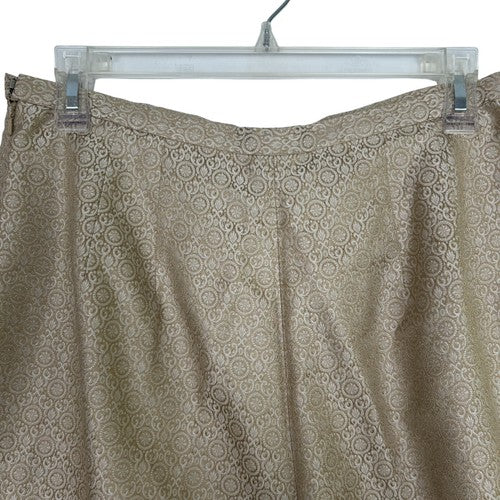 Talbots Pants Womens 12P Gold-White Brocade High Waist 100% Silk Party Night-Out