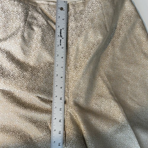 Talbots Pants Womens 12P Gold-White Brocade High Waist 100% Silk Party Night-Out