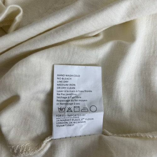 Tiny Anthropologie Blouse Womens Medium Beige Embroidered Lace Detail Short Sleeve Boho Chic