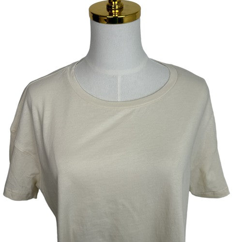 Tiny Anthropologie Blouse Womens Medium Beige Embroidered Lace Detail Short Sleeve Boho Chic