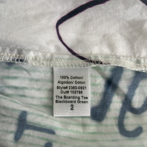 Mary Katrantzou/Current Elliott Blouse Womens Size 2 Green Grafitti Print Retro Artsy