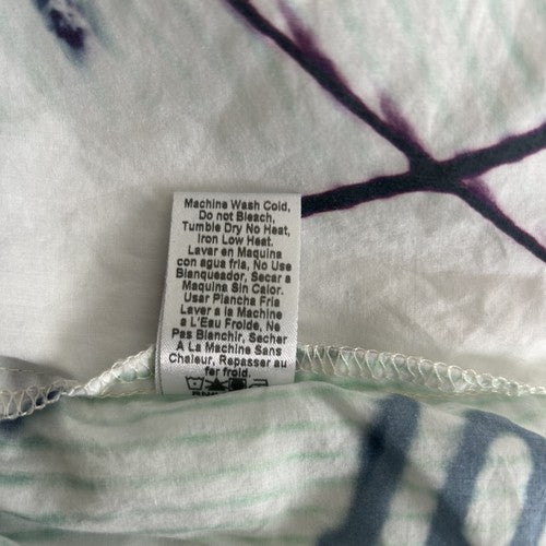 Mary Katrantzou/Current Elliott Blouse Womens Size 2 Green Grafitti Print Retro Artsy