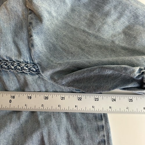 Jane + Delancey Shirt Womens XL Blue Denim Button Down Short Sleeve Western Retro