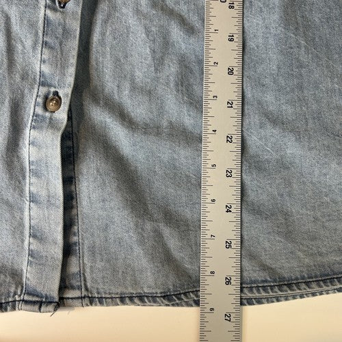 Jane + Delancey Shirt Womens XL Blue Denim Button Down Short Sleeve Western Retro