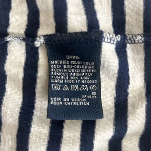 Ralph Lauren Sport TShirt Womens Sz M Striped White-Navy Logo Nautical Casual
