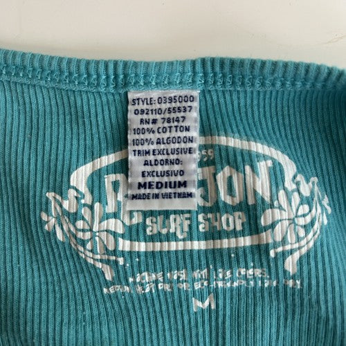 Ron Jon Surf Shop Tank Top Womens Medium Teal Ribbed Beachy CasualCoastal Sunset