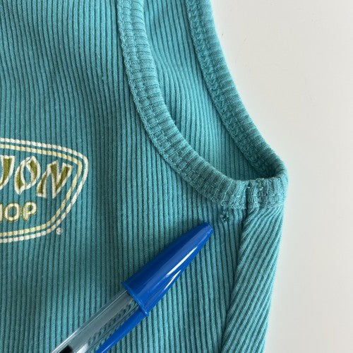 Ron Jon Surf Shop Tank Top Womens Medium Teal Ribbed Beachy CasualCoastal Sunset