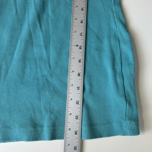 Ron Jon Surf Shop Tank Top Womens Medium Teal Ribbed Beachy CasualCoastal Sunset
