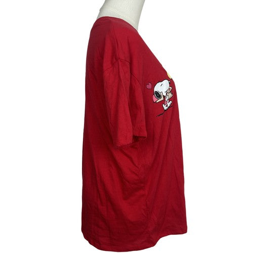 Peanuts TShirt Youth Medium Red Graphic Print Snoopy Valentine Fun Cartoon Retro