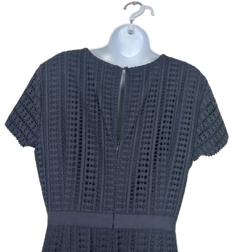 Banana Republic Maxi Dress Womens 12 Navy Blue Eyelet Tiered Cotton Cottagecore