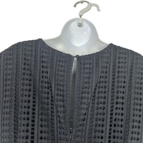 Banana Republic Maxi Dress Womens 12 Navy Blue Eyelet Tiered Cotton Cottagecore